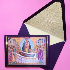 Greek Orthodox Dormition of the Mother of God icon handmade card