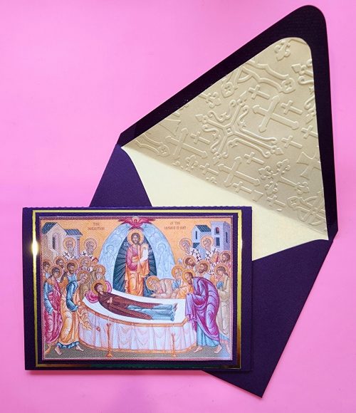 Greek Orthodox Dormition of the Mother of God icon handmade card