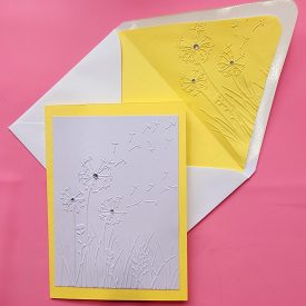 Dandelion card, embossed, handmade envelope