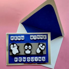 Handmade Penn Wynne Penguins Elementary card with handmade envelope