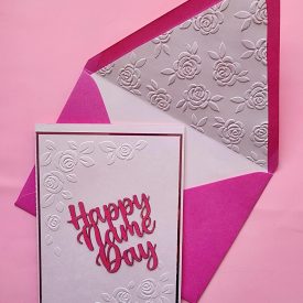 handmade happy name day card, greek card, lined embossed envelope