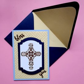 Handmade bless you, christening, baptism card with handmade envelope