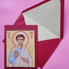 Greek Orthodox Saint Thomas icon handmade card and lined embossed envelope