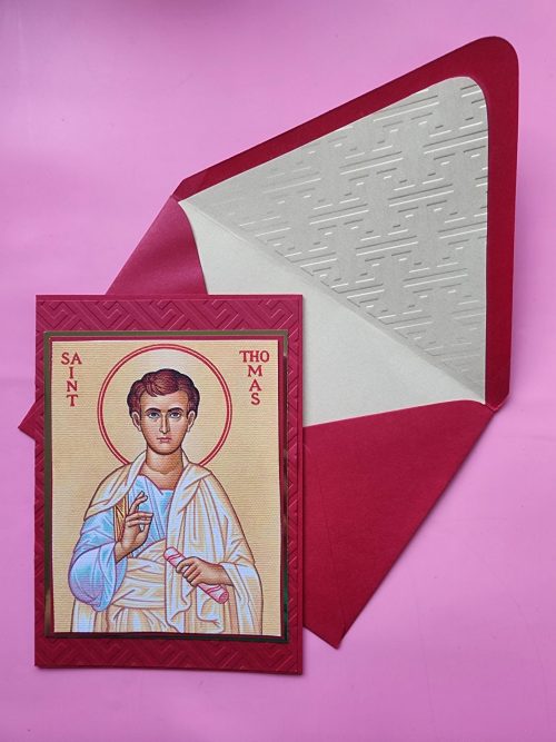 Greek Orthodox Saint Thomas icon handmade card and lined embossed envelope