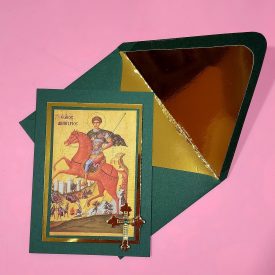Greek Orhodox St Demetrios icon handmade card