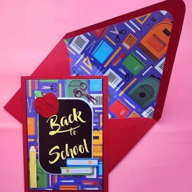 Back to School card, lined envelope