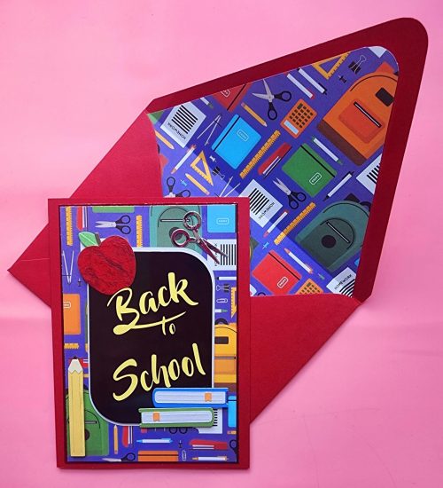 Back to School card, lined envelope