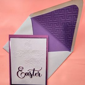 Easter handmade card with lined embossed envelope