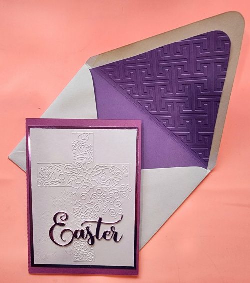 Easter handmade card with lined embossed envelope