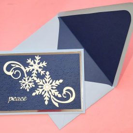 Peace holiday handmade card and lined envelope