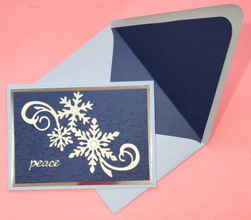 Peace holiday handmade card and lined envelope
