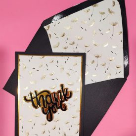 handmade thank you card, lined envelope