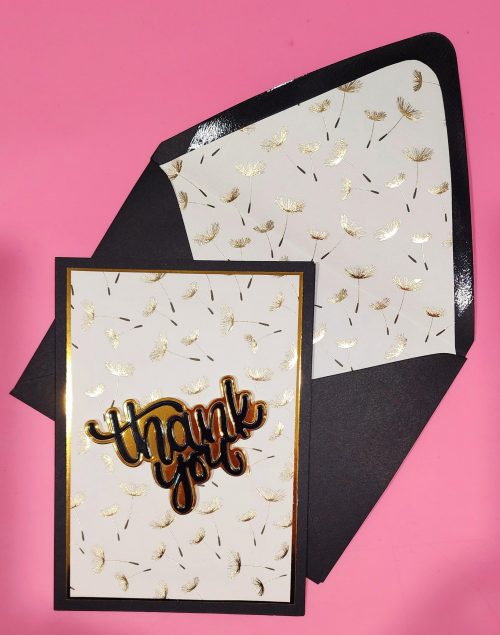 handmade thank you card, lined envelope