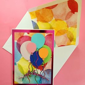 Celebrate greeting card, birthday card, lined envelope