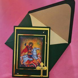 Greek Orthodox Saint George icon handmade card and lined envelope