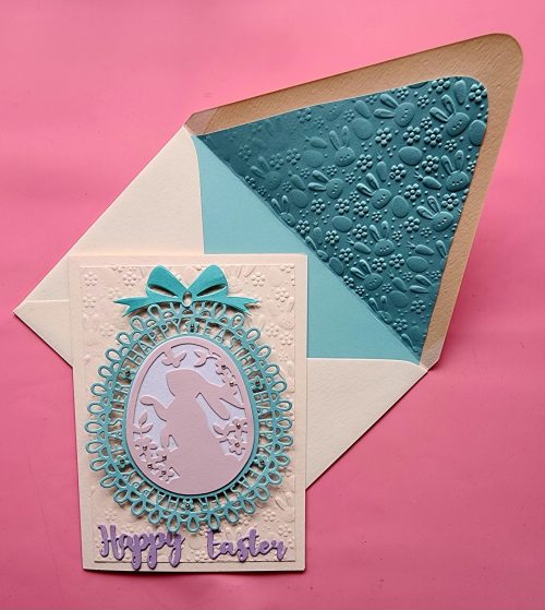 Easter card with lined embossed envelope