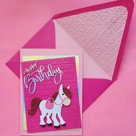 Happy Birthday handmade greeting card, lined embossed envelope