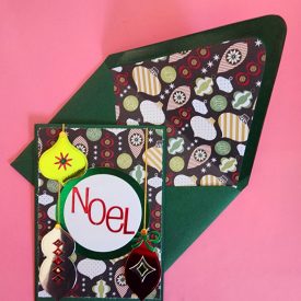 Noel handmade greeting card, lined envelope