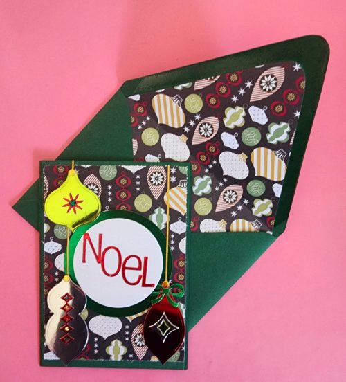 Noel handmade greeting card, lined envelope