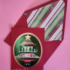 Merry Christmas handmade greeting card, lined envelope