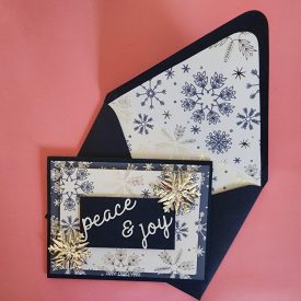 Peace & Joy handmade card, lined envelope