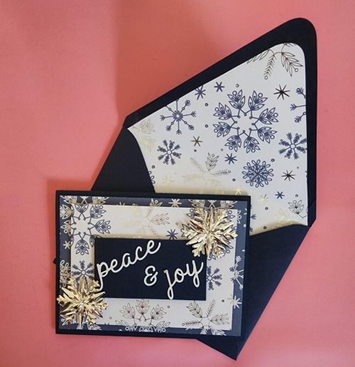 Peace & Joy handmade card, lined envelope