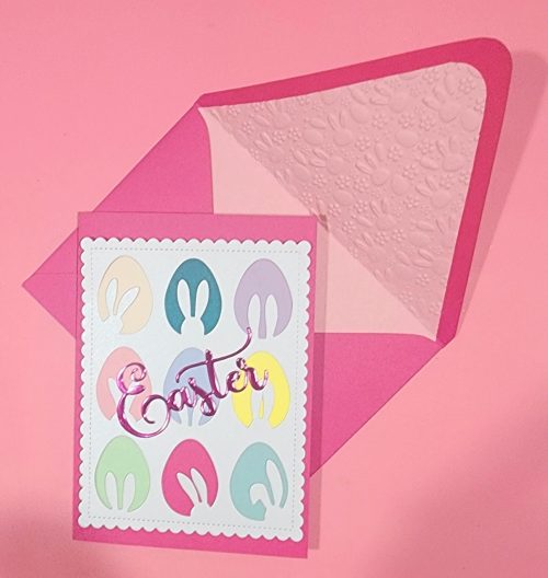 Easter card handmade with lined embossed envelope