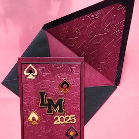 handmade graduation card, Lower Merion High School, congratulations, lined embossed envelope