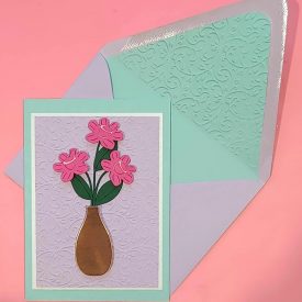Vase with flowers, lined embossed envelope