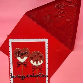 Be my Valentine card with lined embossed envelope.