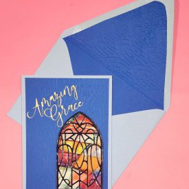 Religious, amazing grace handmade card, lined embossed envelope