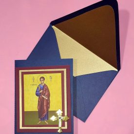 Greek Orthodox Saint Thomas icon handmade card and lined envelope