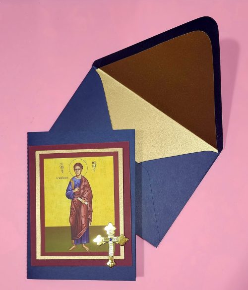 Greek Orthodox Saint Thomas icon handmade card and lined envelope