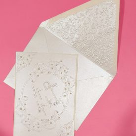 Greek Wedding handmade card with lined embossed envelope