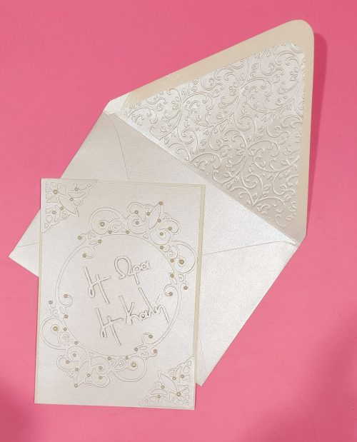 Greek Wedding handmade card with lined embossed envelope