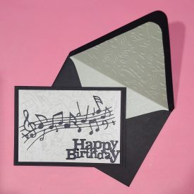 Happy Birthday handmade card, lined embossed envelope