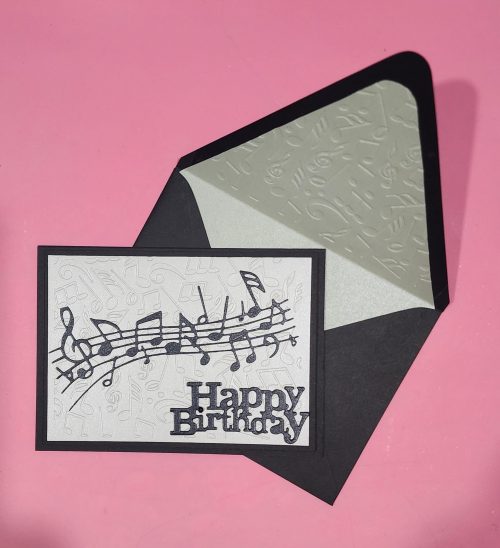Happy Birthday handmade card, lined embossed envelope