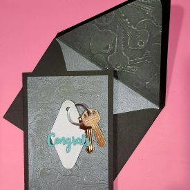 Congrats (New Driver) handmade card, lined embossed envelope