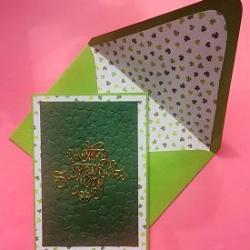 Happy St Patrick's day card with lined envelope