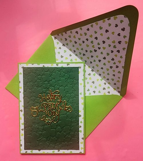 Happy St Patrick's day card with lined envelope