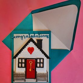 Congratulation New Home handmade card with lined envelope