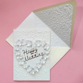 Happy Wedding handmade card with handmade envelope