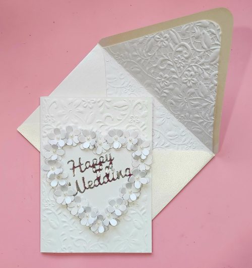 Happy Wedding handmade card with handmade envelope