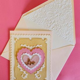 Love card with lined embossed envelope.