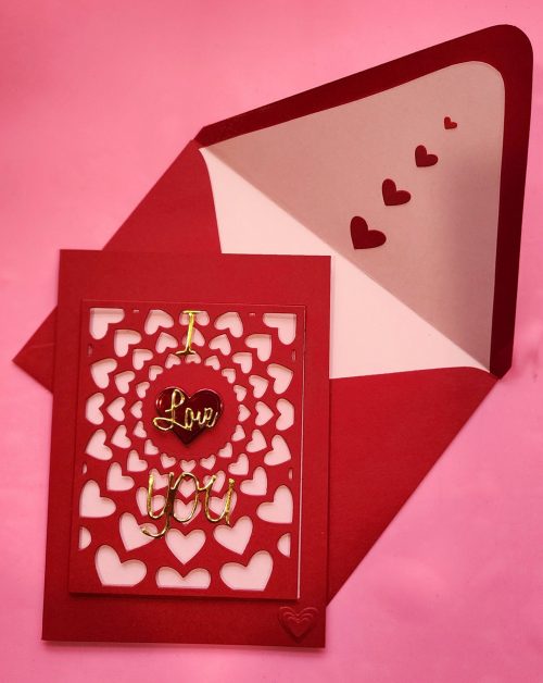 Love card with lined envelope.