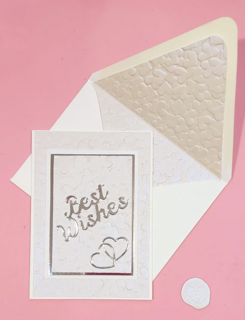 Best Wishes handmade card with handmade envelope