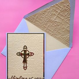 Thinking of you card, lined embossed envelope
