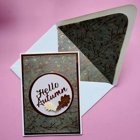 Handmade autumn card with handmade envelope