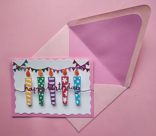 Handmade birthday card with handmade envelope