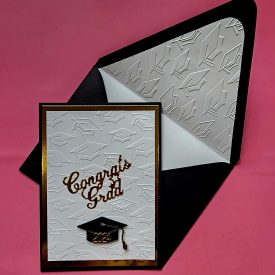 handmade graduation card, congratulations, lined embossed envelope